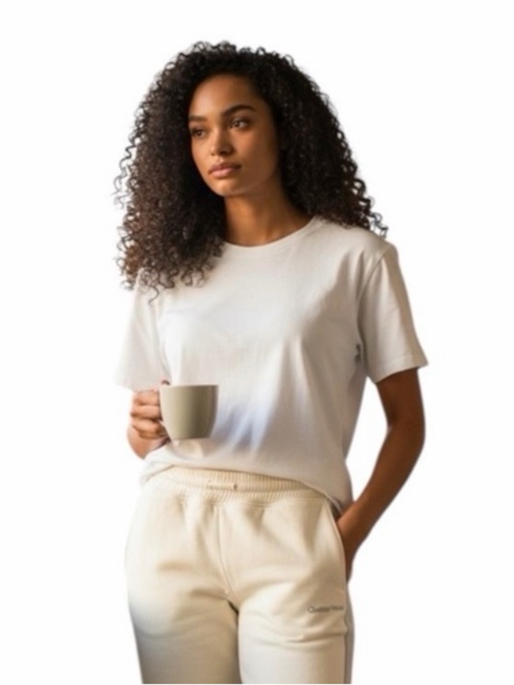 Outdoor Voices Off White & Lavender Cotton High Rise Joggers size Medium